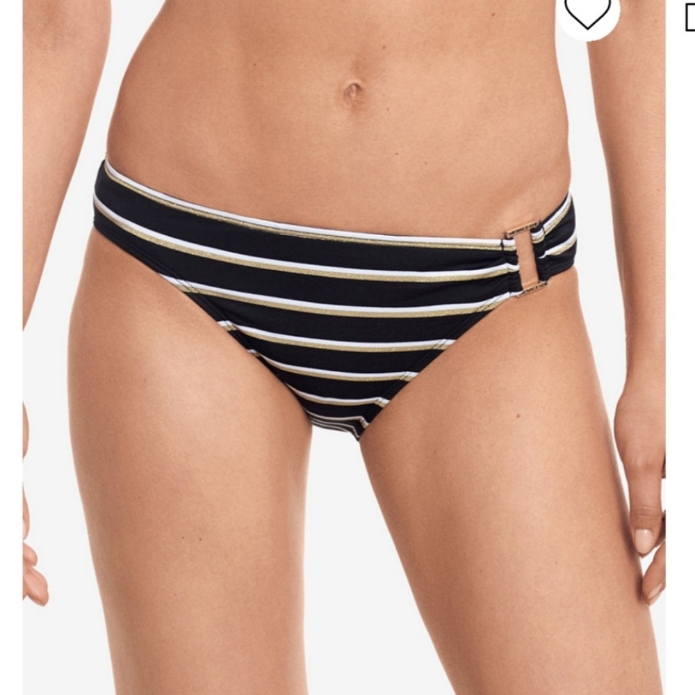 RALPH LAUREN * Dylan striped metallic ring bikini bottom SIZE 14 NWT
